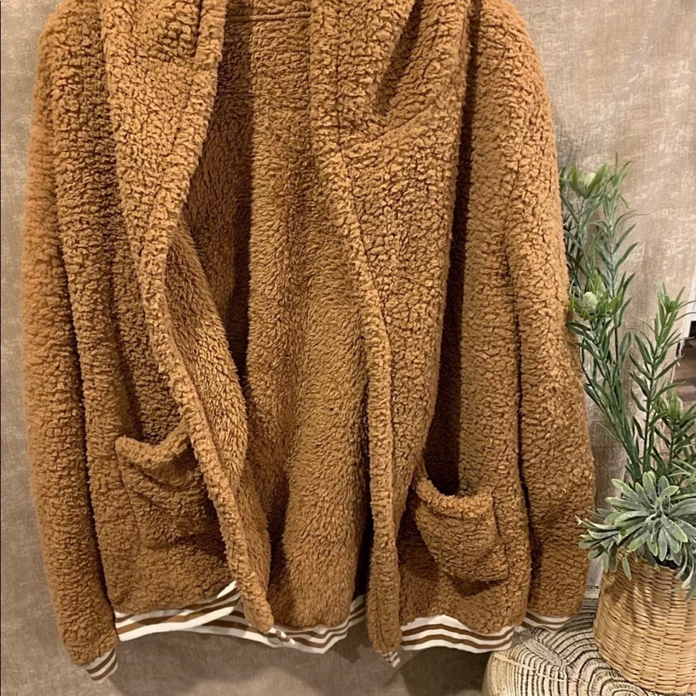 Women’s Fuzzy Fleece Open Front Hooded Cardigan